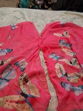 Pink Butterfly Sheer Shawl